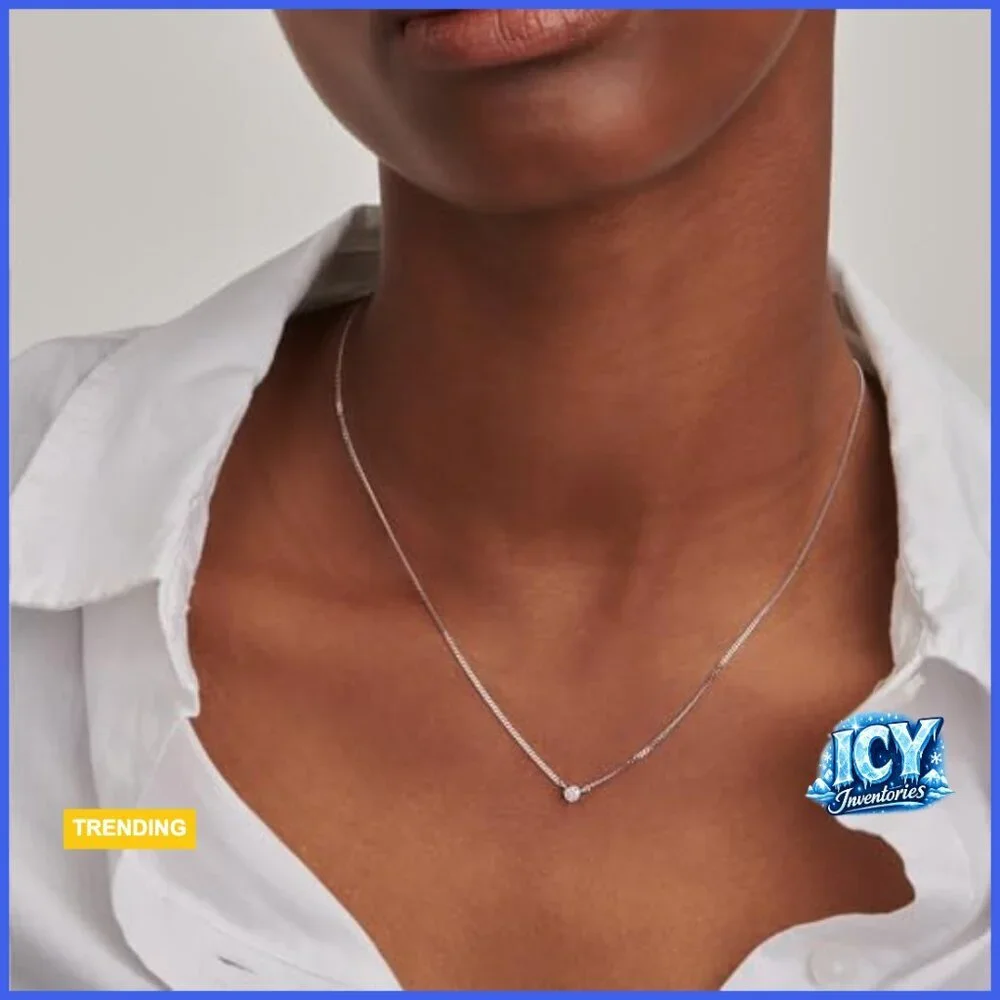 Sterling Silver Diamond Necklace with Adjustable Chain